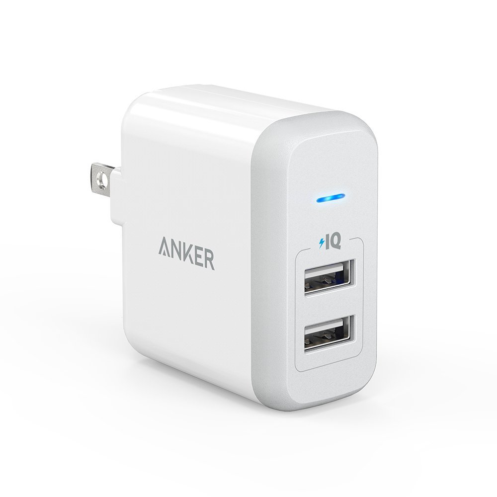 Anker Elite Dual Port 24W USB Travel Wall Charger PowerPort 2 with PowerIQ and Foldable Plug