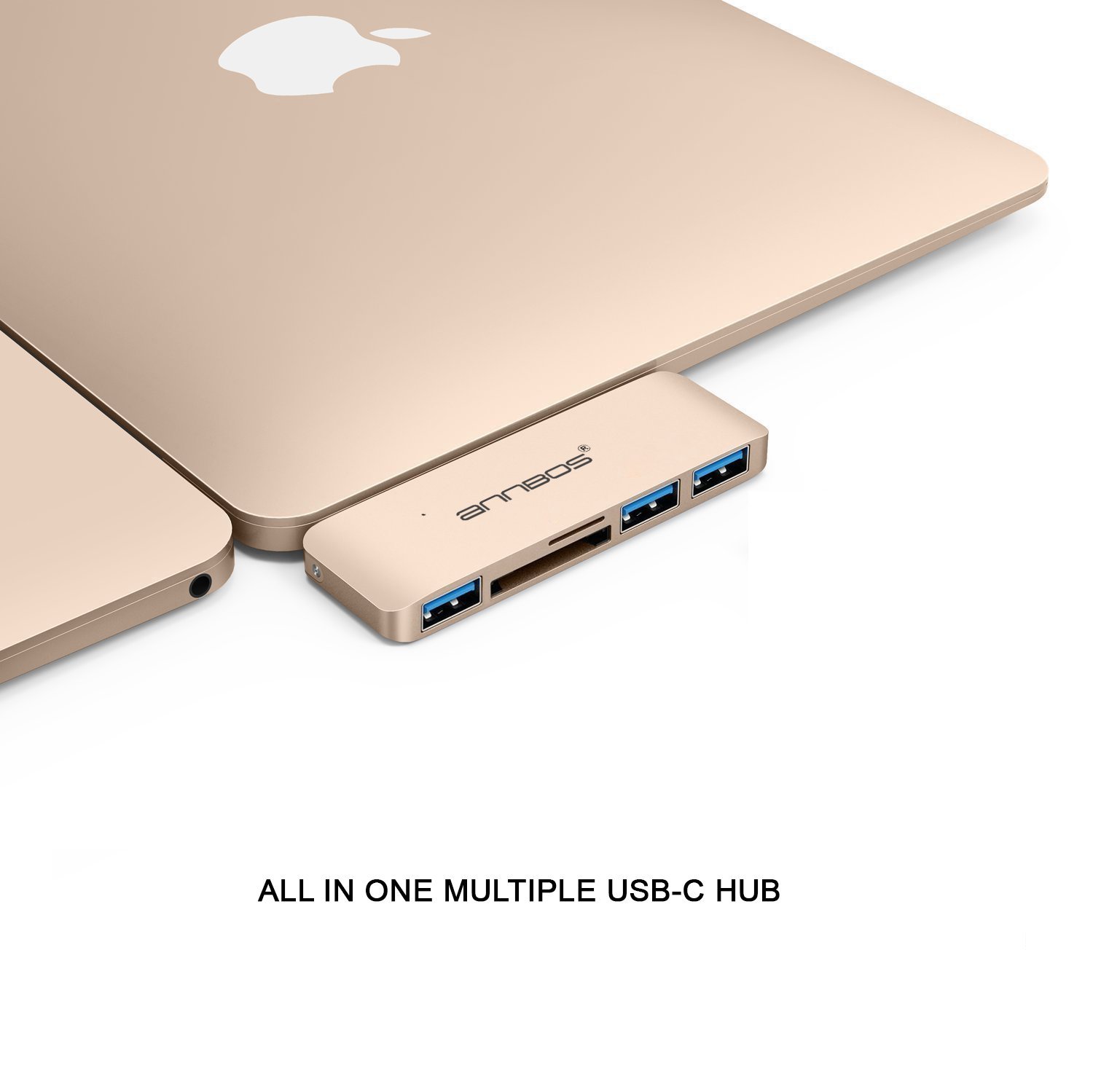 Cáp chuyển đổi đa năng USB-C Hub Type C 8 trong 1 cho Macbook hiệu ANNBOS - USA (Gold)
