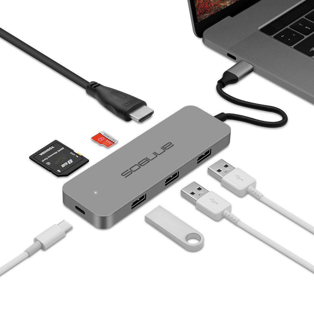 Cáp chuyển đổi đa năng USB-C Hub Type C 4 trong 1 cho MacBook Pro hiệu ANNBOS - USA.(Space Grey)