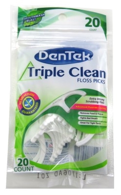 Dentek Floss Picks Triple Clean Mouthwash 20 Count (6 Pieces)