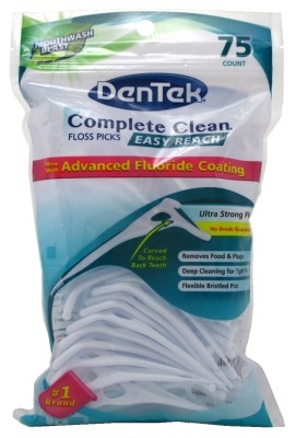Dentek Floss Picks Complete Clean Back Teeth 75 Count