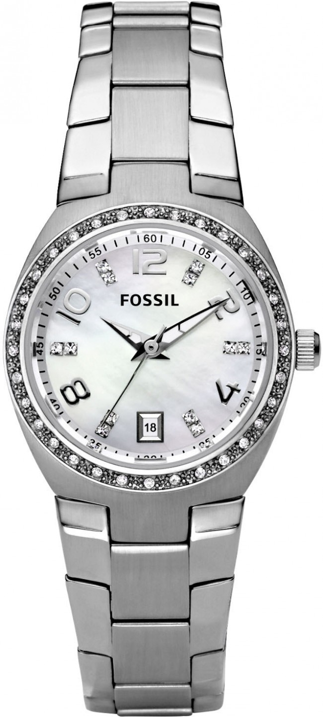 Fossil Ladies 3-Hand Stainless Steel MOP Dial Glitz Watch