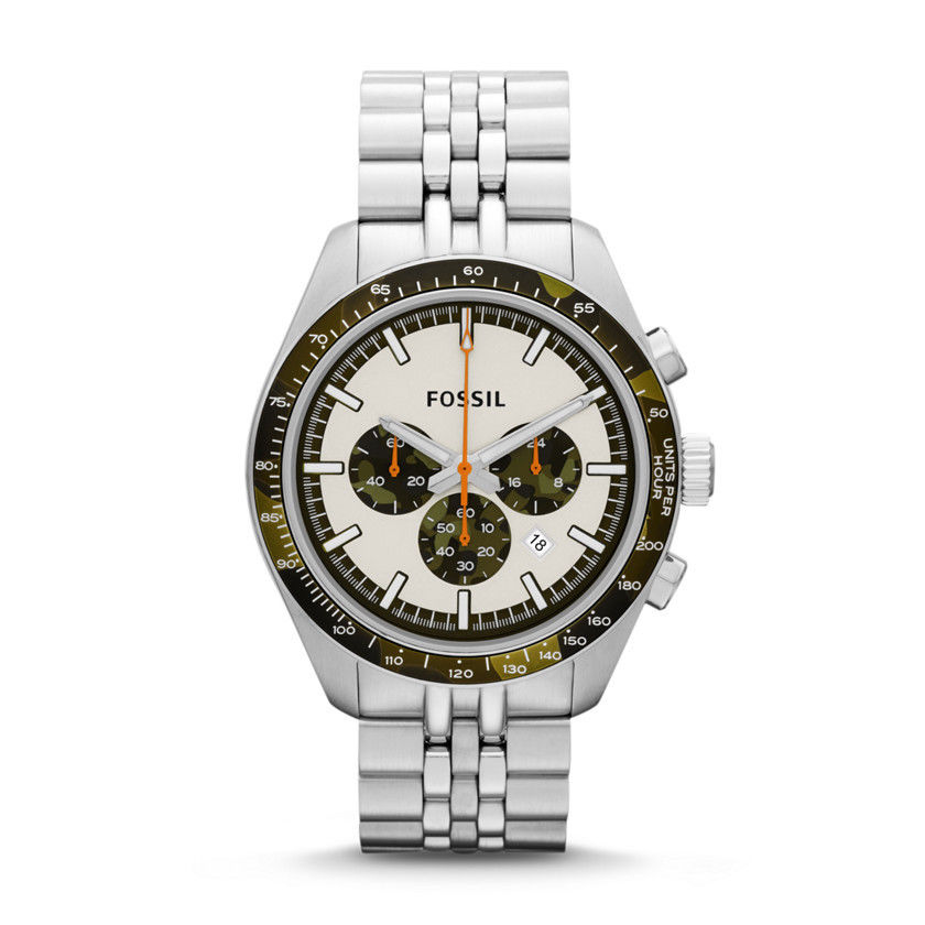 Đồng hồ New Fossil Mens Off White Dial Stainless Steel Bracelet Chronograph Watch CH2913