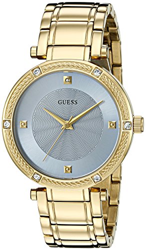 Đồng hồ GUESS Women's U0695L2 Dressy Gold-Tone Watch with Diamond Accent and Sky Blue Dial