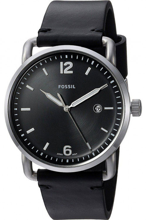 Đồng hồ Fossil The Commuter Three-Hand Date Black Leather Watch