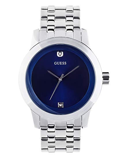 Đồng hồ GUESS Factory Men's Blue and Silver-Tone Diamond Dress Watch, NS
