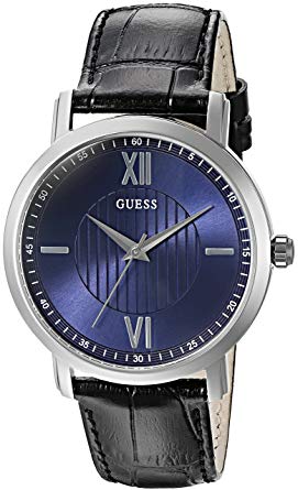 Đồng hồ GUESS Men's U0793G2 Diamond Dial Watch with Blue Dial on Black Genuine Leather Strap