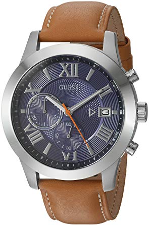 Đồng hồ GUESS Men's Stainless Steel Leather Casual Watch, Color: Brown (Model: U0669G3)