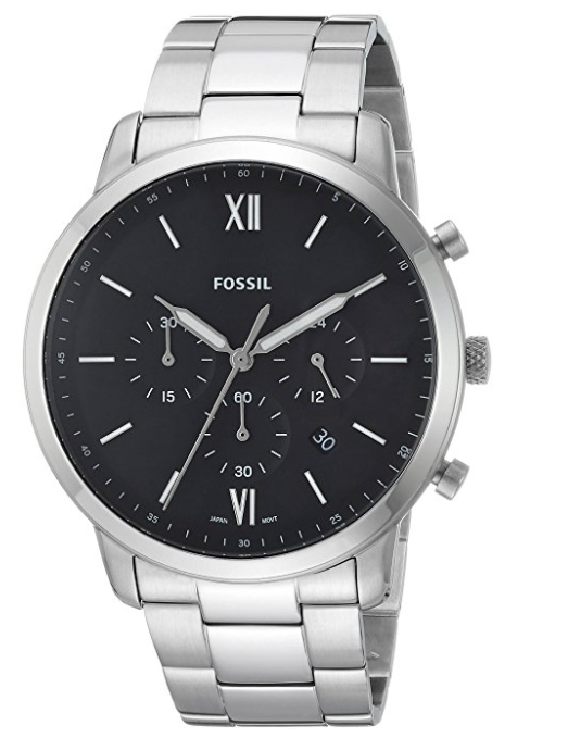 Đồng hồ Fossil Men's Silvertone Black Dial Chronograph Watch