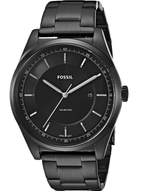 Đồng hồ Fossil Men's Mathis Three Hand Date Black Stainless Steel Watch FS5425