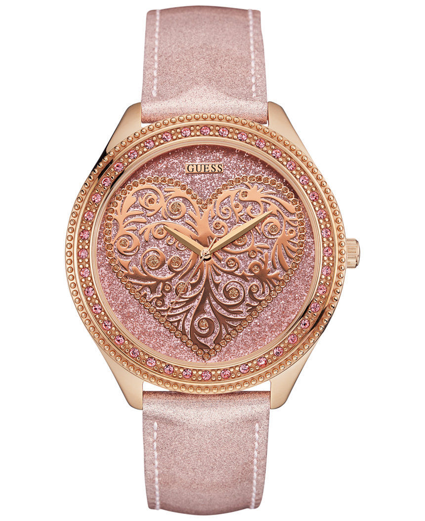 Đồng hồ GUESS Women's Rose Leather Strap Watch 44mm U0697L3