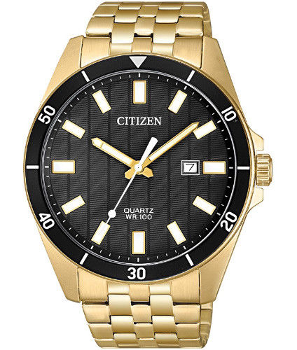 Đồng hồ Citizen BI5052-59E Men's SL Gold Tone Stainless Steel Black Dial Analog Watch