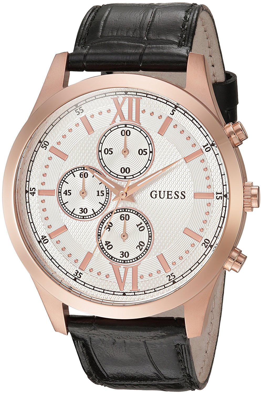 Đồng hồ GUESS Men's U0876G2 Dressy Stainless Steel Multi-Function Watch with Chronograph Dial and Genuine Leather Strap Buckle