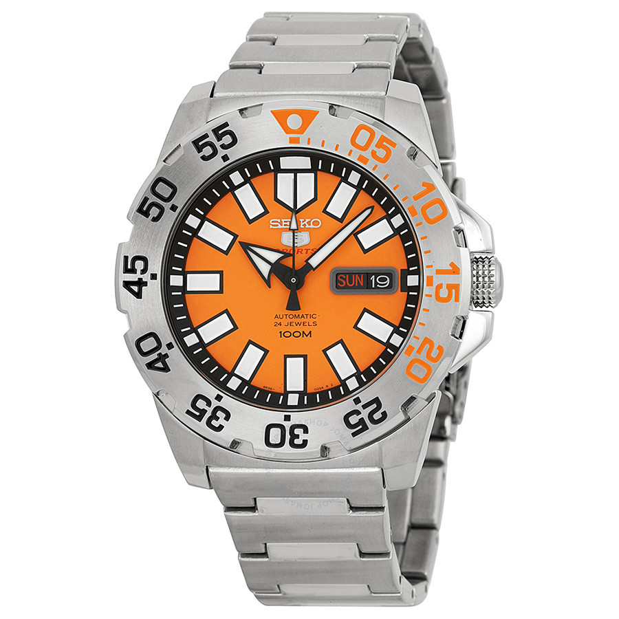 Seiko Baby Monster Automatic Orange Dial Stainless Steel Men's Watch SRP483