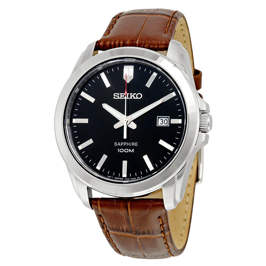 Seiko Black Dial Brown Leather Men's Watch SGEH49P2