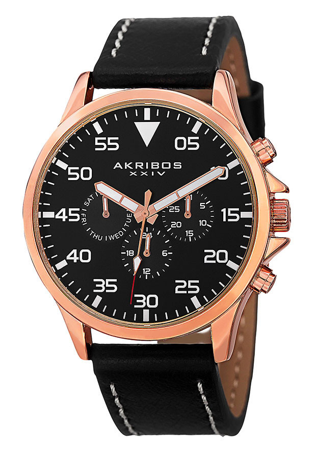 Akribos XXIV Black Dial Multi-function Men's Watch AK773RGB