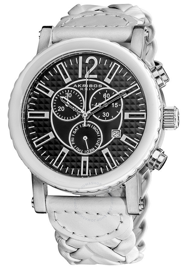 Akribos XXIV Chronograph White Ceramic White Leather Men's Watch AK571WT