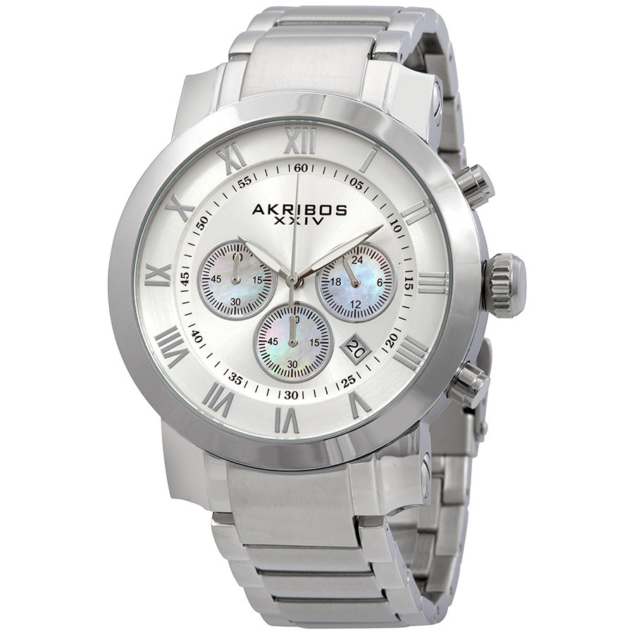 Akribos XXIV Akribos Grandiose Chronograph Silver Dial Stainless Steel Men's Watch AK622SS