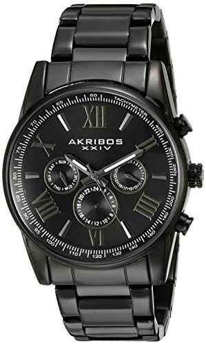 Akribos XXIV Akribos Multi-Function Black Dial Black-plated Men's Watch AK904BK