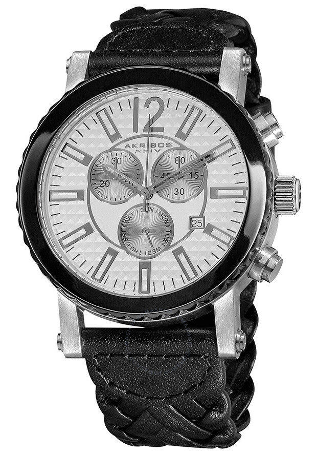 Akribos XXIV Akribos Chronograph Black Leather Men's Watch AK571BK
