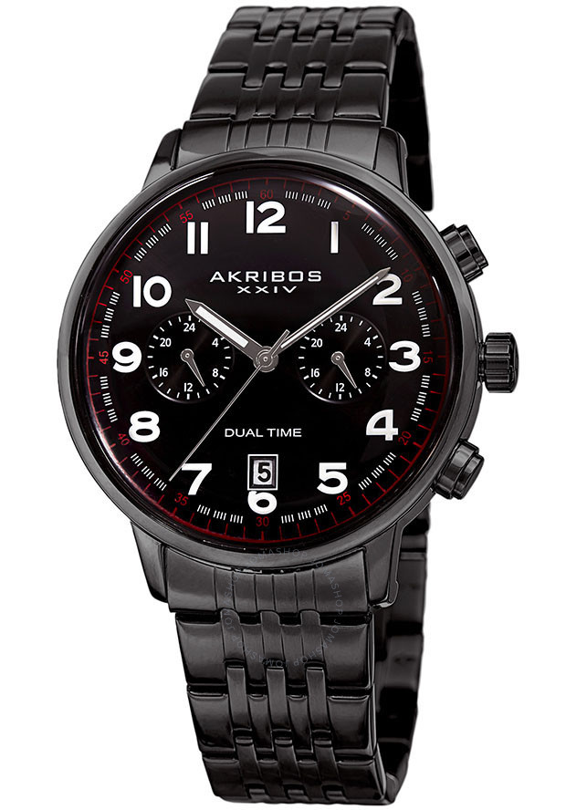 Akribos XXIV Black Dial Dual Time Men's Watch AK942BK