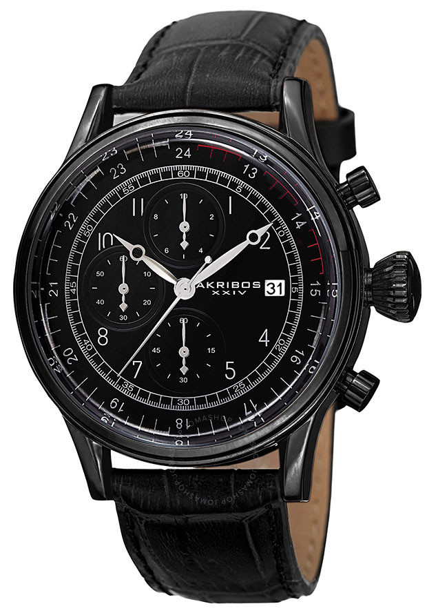 Akribos XXIV Black Dial Men's Chronograph Watch AK798BK