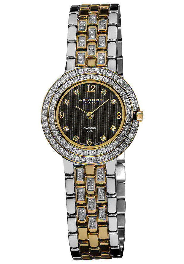 Akribos XXIV Impeccable Diamond Two-tone Bracelet Ladies Watch AK598TTG