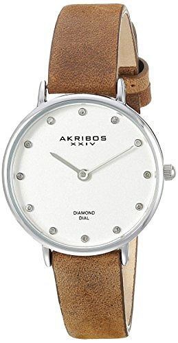 Akribos XXIV Quartz Diamond White Dial Ladies Watch AK882SSBR