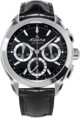 Alpina Alpiner 4 Flyback Chronograph Black Dial Leather Strap Men's Watch AL-760BS5AQ6