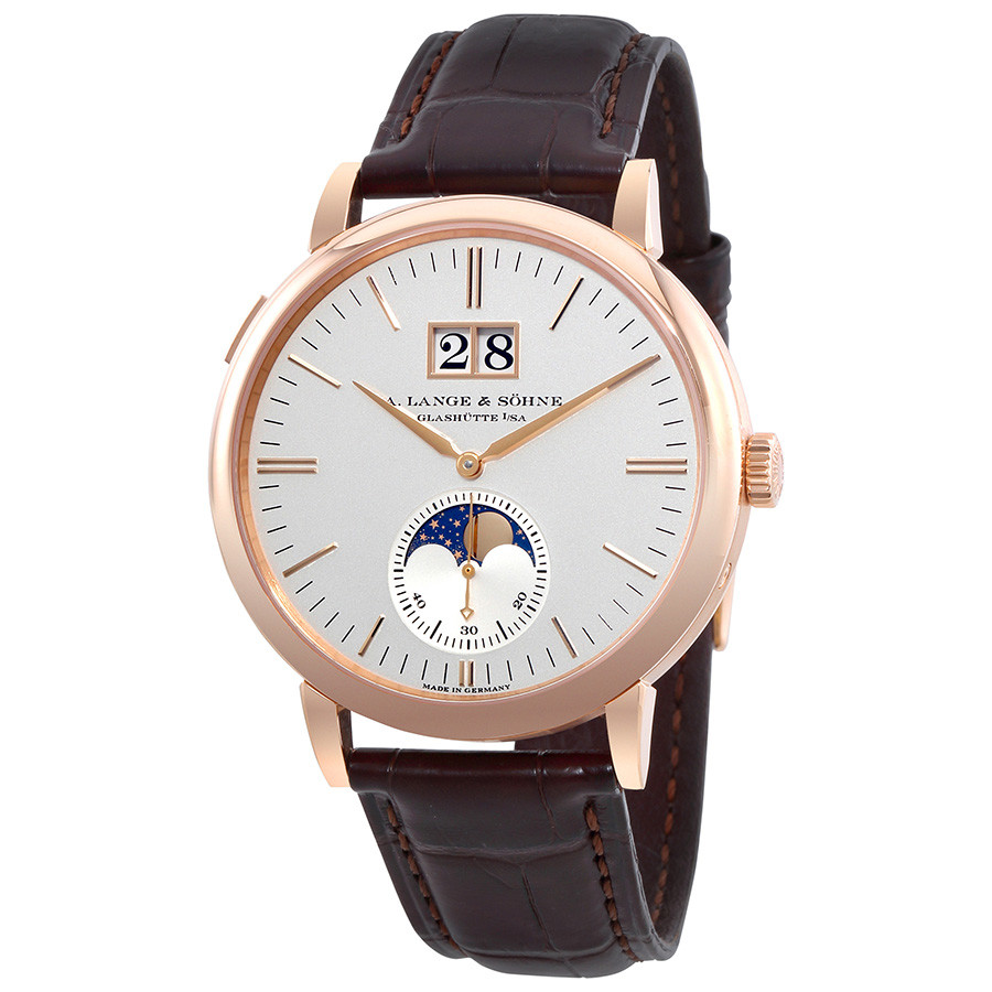 A. Lange & Sohne A Lange & Sohne Saxonia Moon Phase Silver Dial Automatic Men's Watch 384.032