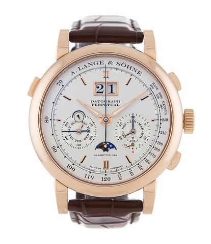 A. Lange & Sohne A. Lange and Sohne Datograph Perpetual Silver Dial 18K Rose Gold Men's Watch 410.032