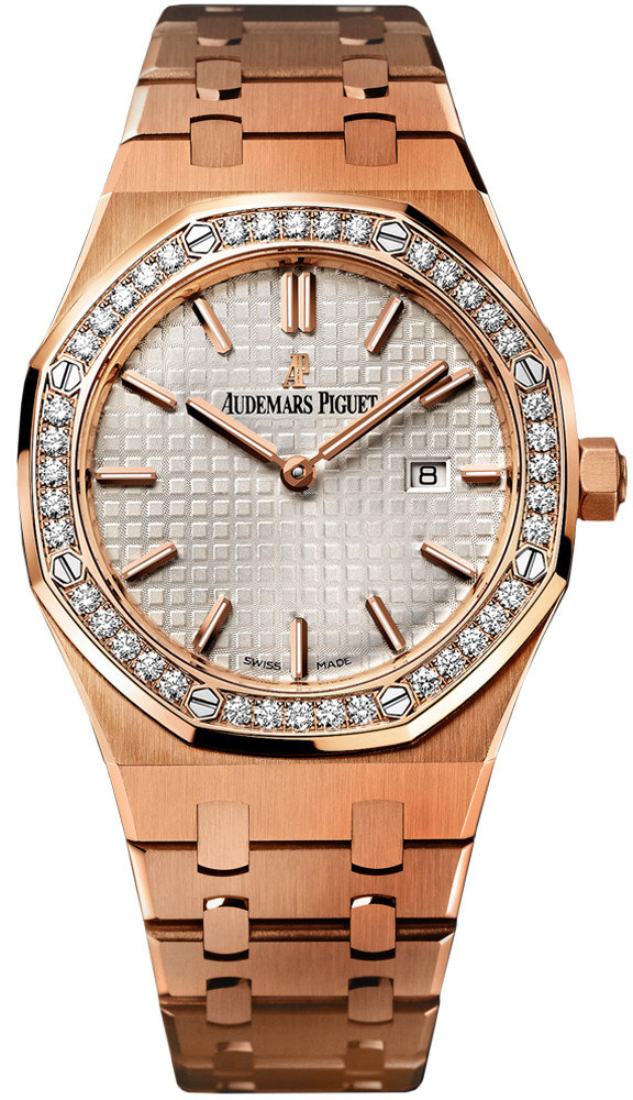 Audemars Piguet Royal Oak Silver Dial 18kt Rose Gold Ladies Watch 67651ORZZ1261OR01 67651OR.ZZ.1261OR.01