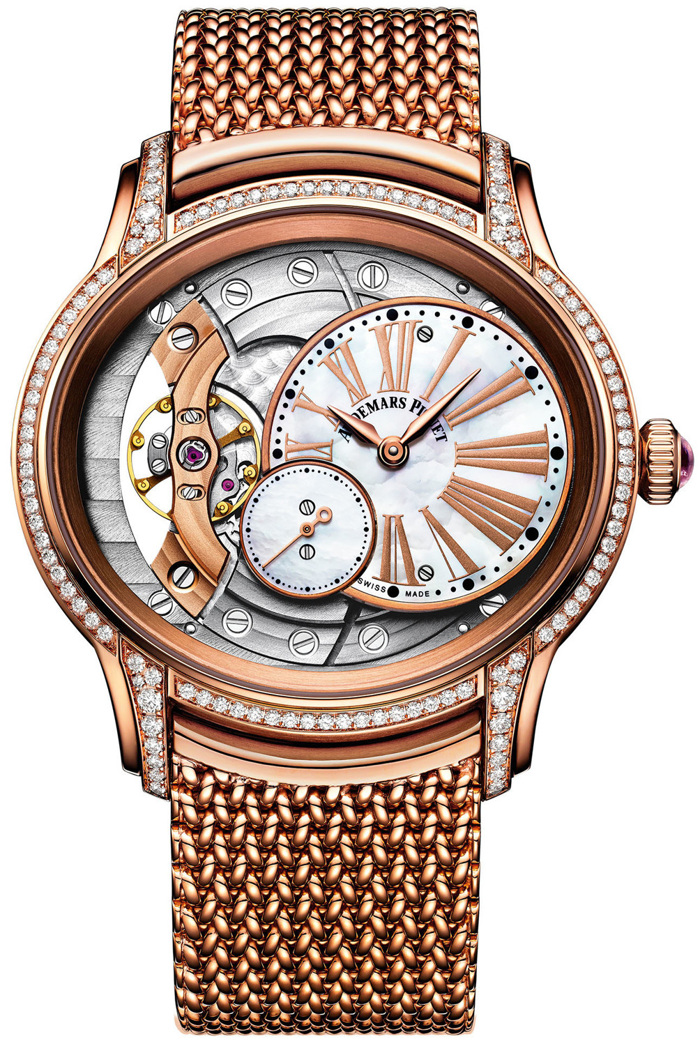 Audemars Piguet Millenary Mother of Pearl Dial Ladies 18kt Rose Gold Hand Wind Watch 77247OR.ZZ.1272OR.01