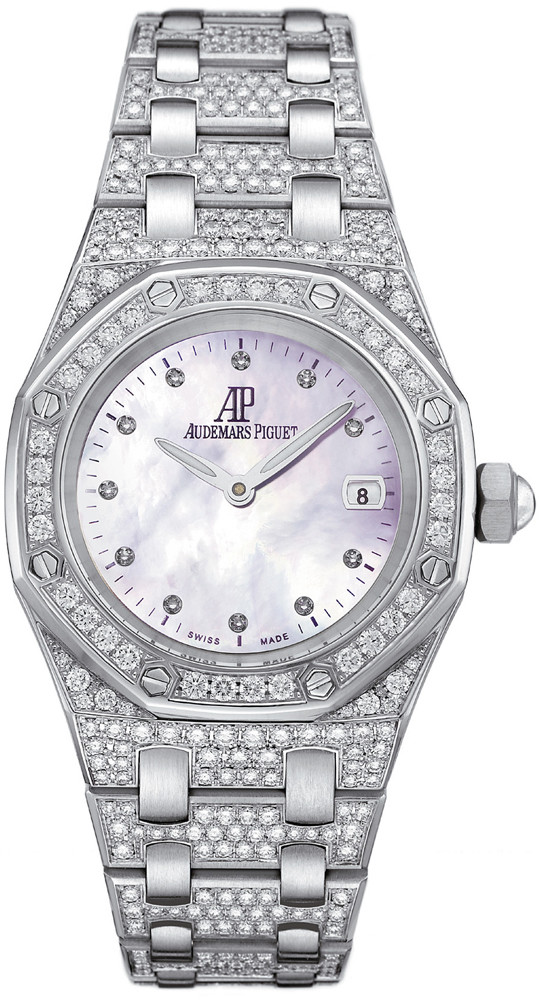 Audemars Piguet Royal Oak Diamond Mother of Pearl Dial Diamond and White Gold Ladies Watch 67602BC.ZZ.1212BC.01