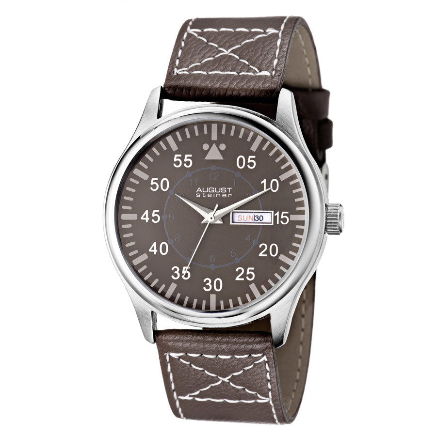 August Steiner Brown Leather Brown Dial Watch AS8074BR