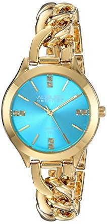 August Steiner Blue Dial Ladies Gold Tone Bracelet Watch AS8222YGTQ