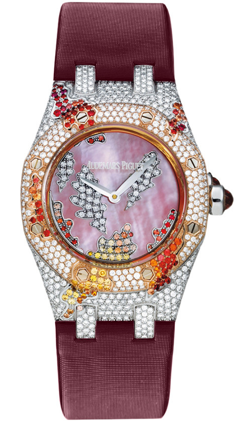 Audemars Piguet Royal Oak Diamond Pink Mother of Pearl Dial White Gold Ladies Watch 67609CR.ZY.D071SU.01