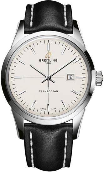 Breitling Transocean Automatic Silver Dial Black Leather Men's Watch A1036012-G721BKLT