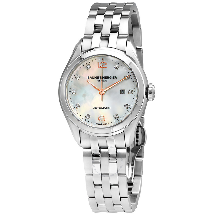 Baume et Mercier Baume and Mercier Clifton Mother of Pearl Diamond Dial Steel Automatic Ladies Watch 10151 A10151