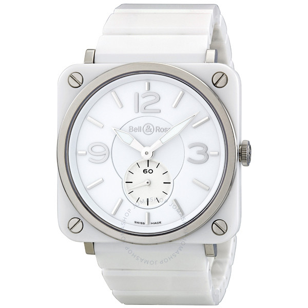 Bell and Ross Aviation 39 MM White Unisex Watch BRS-WH-CERAMIC/SCE