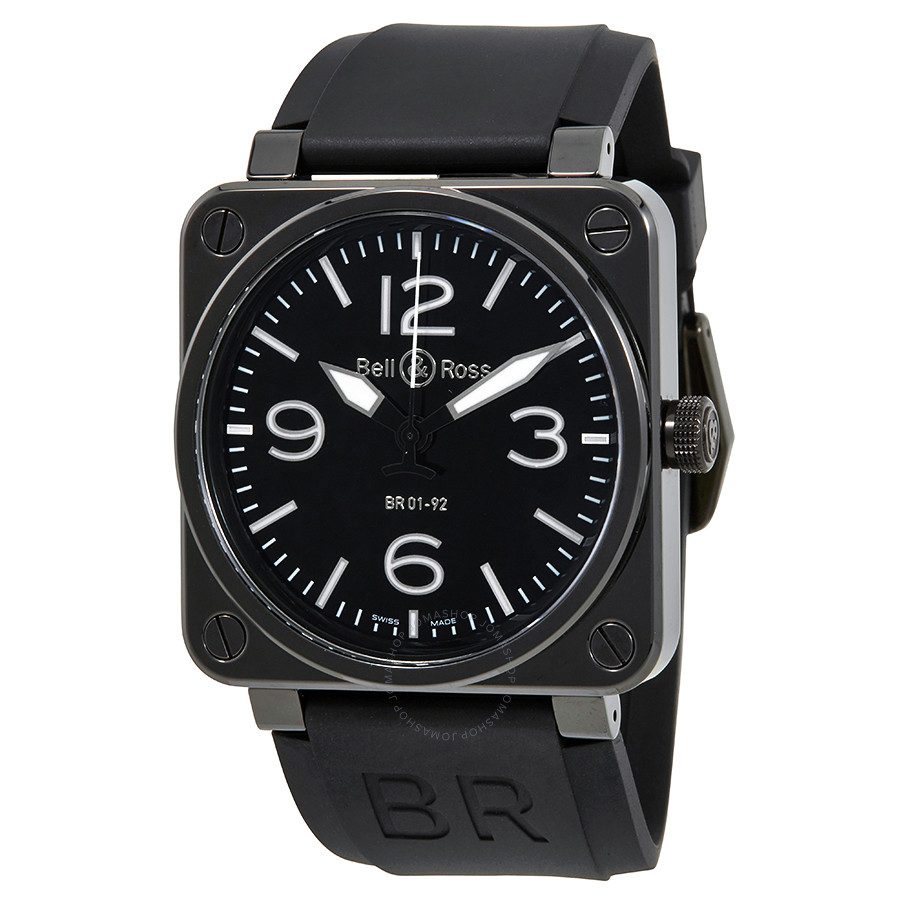 Bell and Ross BR 01 Instrument Automatic Black Dial Men's Watch BR0192-BL-CER-SRB BR0192-BL-CER/SRB