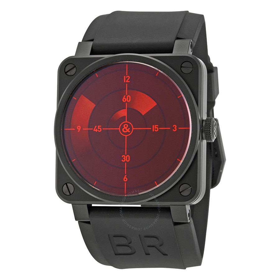Bell and Ross Red Radar Black Rubber Automatic Men's Watch BR03-92-RED RADAR BR03-92-RED RADAR