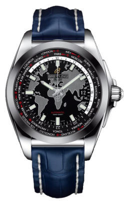 Breitling Galactic Unitime Black Dial Blue Leather Automatic Men's watch WB3510U4-BD94BLCT WB3510U4/BD94BLCT