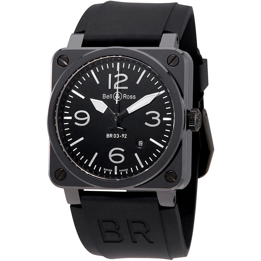 Bell and Ross Aviation Black Dial Automatic Men's Watch BR0392-CER-BLP/SRB