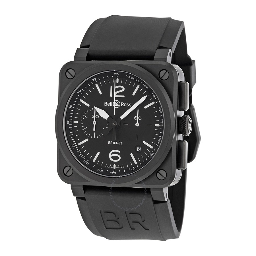 Bell and Ross Aviation Black Dial Chronograph Men's Watch BR0394-BL-CA