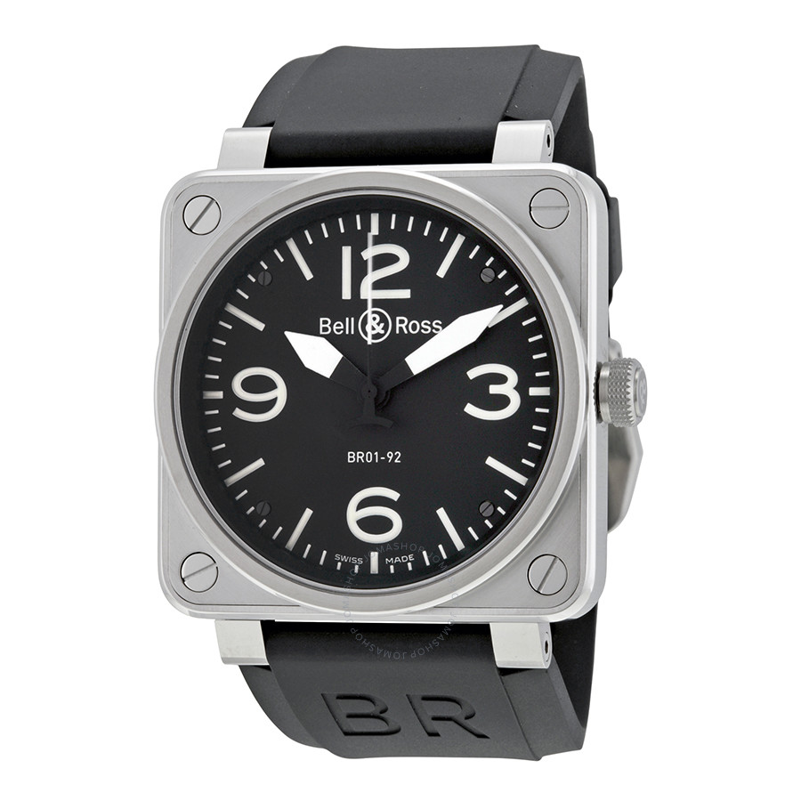 Bell and Ross Aviation Black Dial Steel Case Automatic 46 MM Men's Watch BR0192-BL-ST