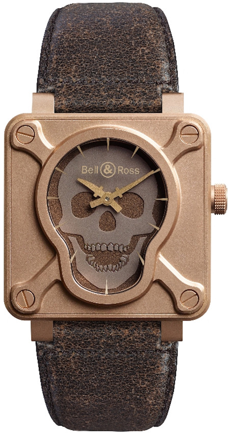 Bell and Ross Aviation Skull Bronze Leather Automatic Men's Watch BR0192-SKULL-BR