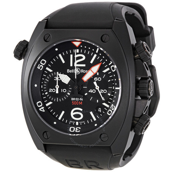 Bell and Ross Marine Black Dial Chronograph 44MM Men's Watch BR02-CHR-BL-CA