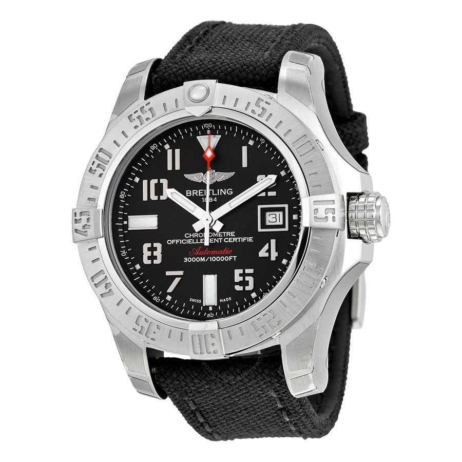 Breitling Avenger II Seawolf Automatic Black Dial Black Fabric Men's Watch A1733110-BC31-103W-A20BASA.1
