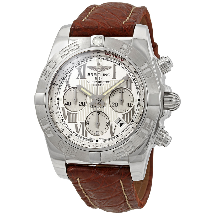 Breitling Chronomat 44 Chronograph Automatic Chronometer Silver Dial Men's Watch AB011011/G684BRCT